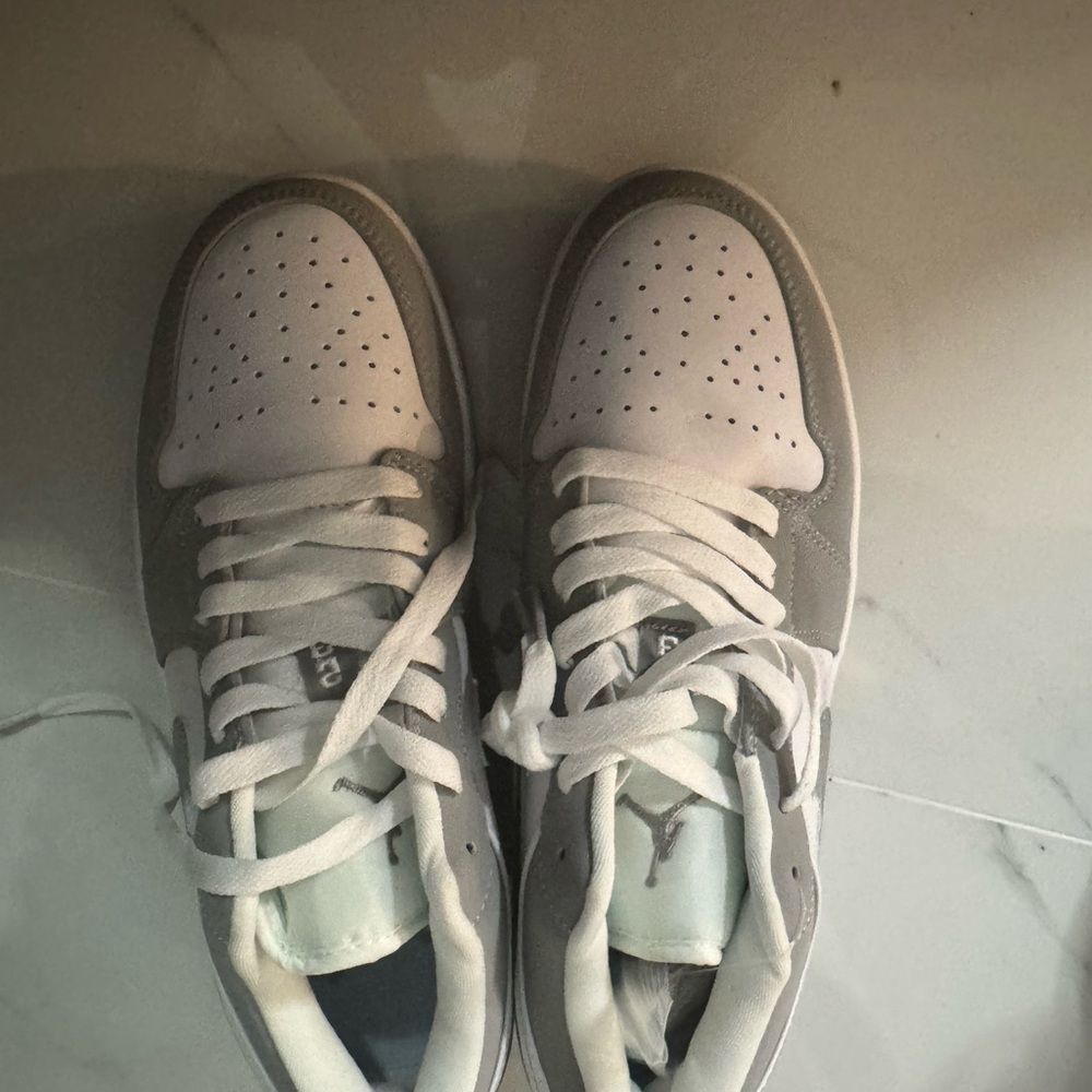 Jordan Gray and White Lace-Up Sneakers